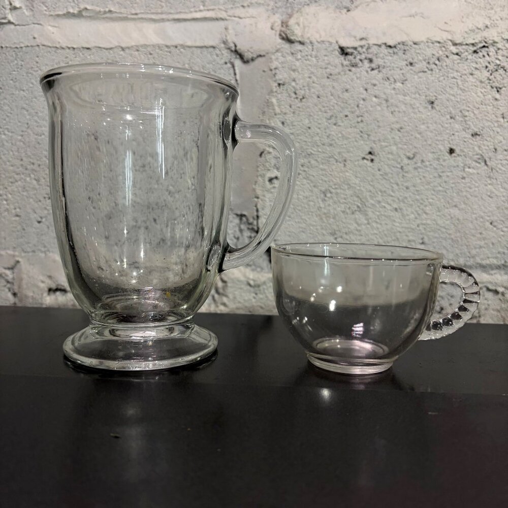 Vintage Glass Mug & Teacup Set 2 Piece